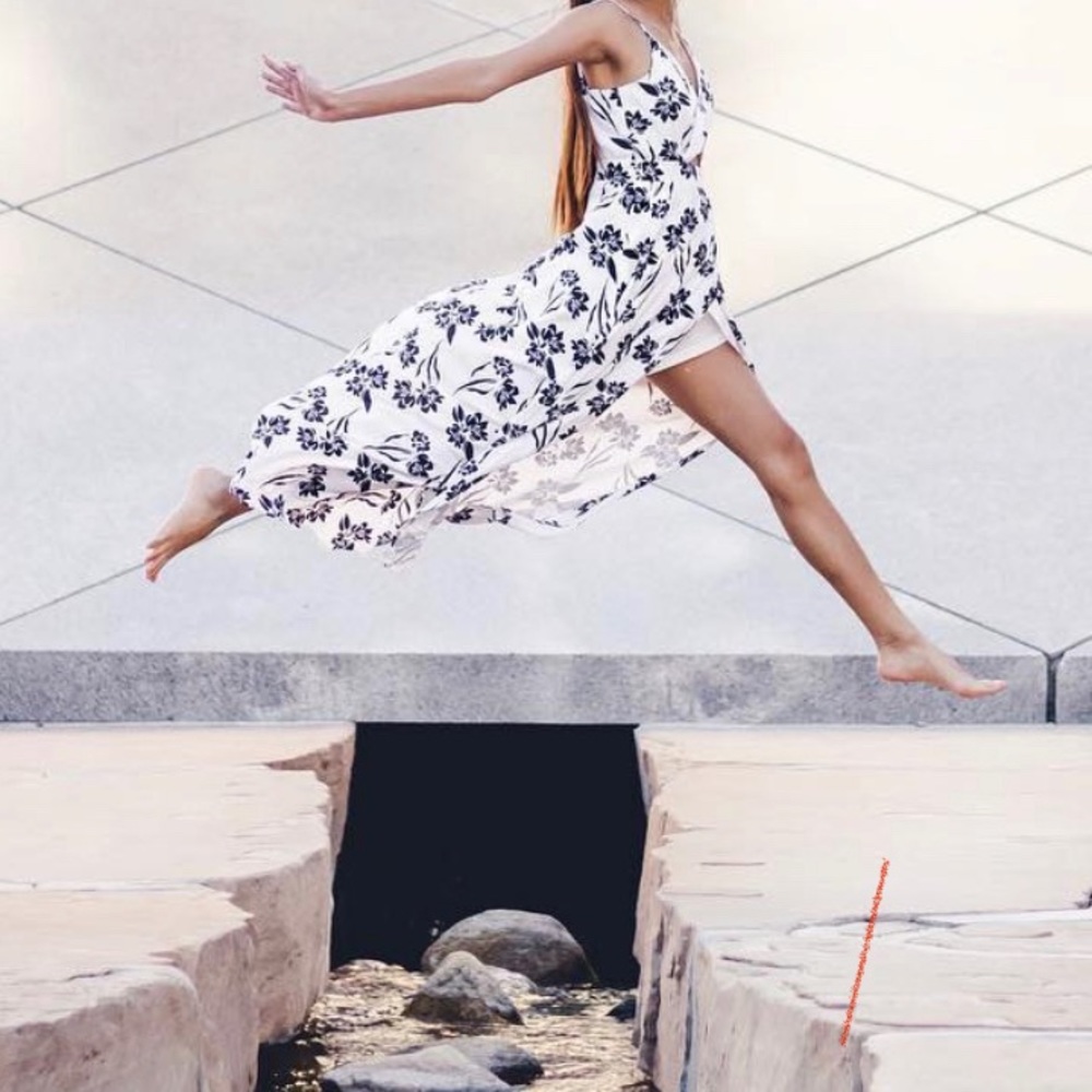 Floral black and white maxi dress